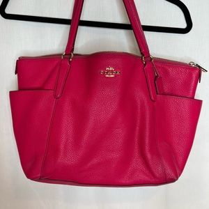Coach, hot pink, tote/shoulder bag with zipper